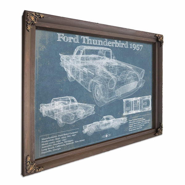 Ford Thunderbird 1957 Blueprint Vintage Auto Print