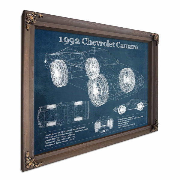 1992 Chevrolet Camaro Vintage Blueprint Auto Print