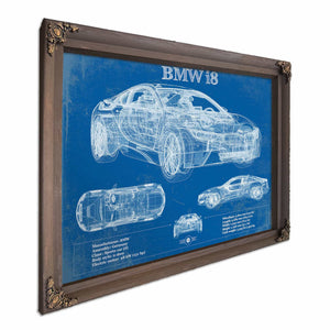 BMW I8 Vintage Blueprint Auto Print