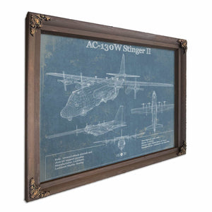 AC-130W Stinger II Vintage Aviation Blueprint Military Print