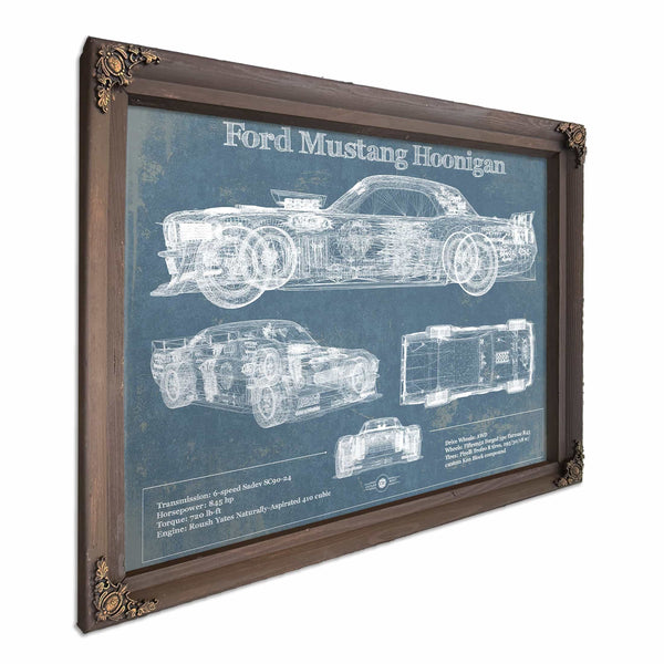 Ford Mustang Hoonigan Vintage Blueprint Auto Print