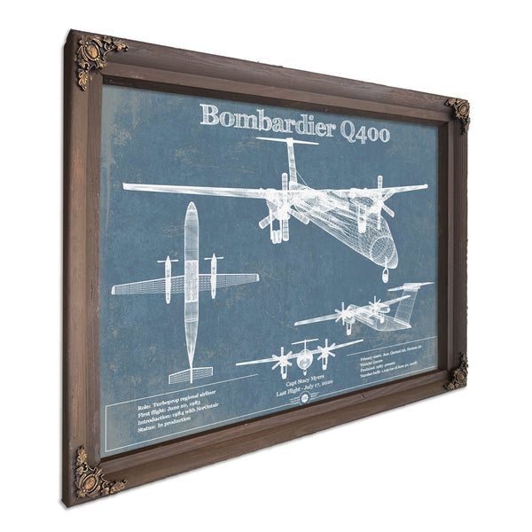 Bombardier Dash 8 - Q400 Vintage Aviation Blueprint Print