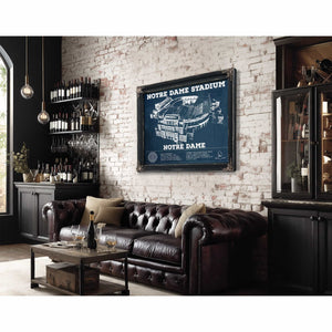 Notre Dame Stadium Vintage Art Blueprint