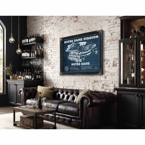 Notre Dame Stadium Vintage Art Blueprint