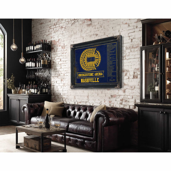 Nashville Predators Bridgestone Arena Seating Chart - Vintage Hockey Team Color Print