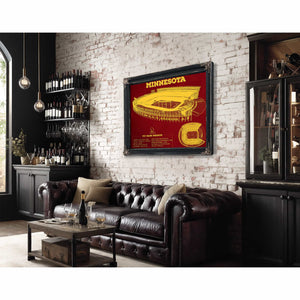 Minnesota Gophers - Vintage TCF Bank Stadium  Blueprint Art Print