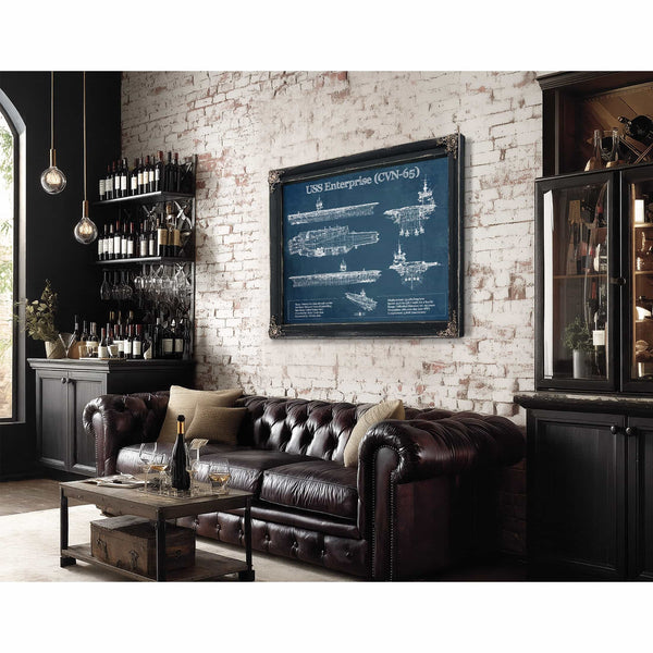 USS Enterprise (CVN-65) Aircraft Carrier Blueprint Original Military Wall Art - Customizable