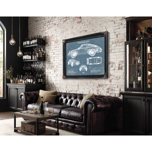 Porsche 911 Vintage Blueprint Auto Print