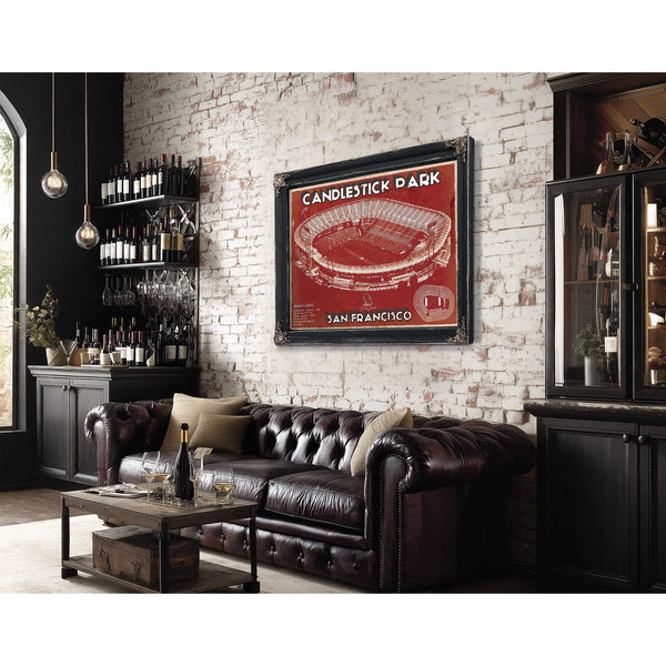 San Francisco 49ers - Vintage Candlestick Park Football Print