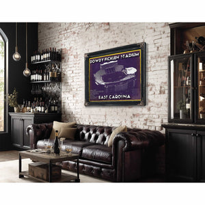 East Carolina Pirates - Dowdy–Ficklen Stadium Vintage Blueprint Wall Art