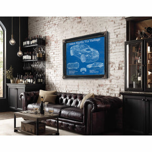 Original Aston Martin V12 Blueprint Vintage Auto Print