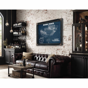Boise State Broncos Art - Vintage Boise State Stadium Blueprint Art Print