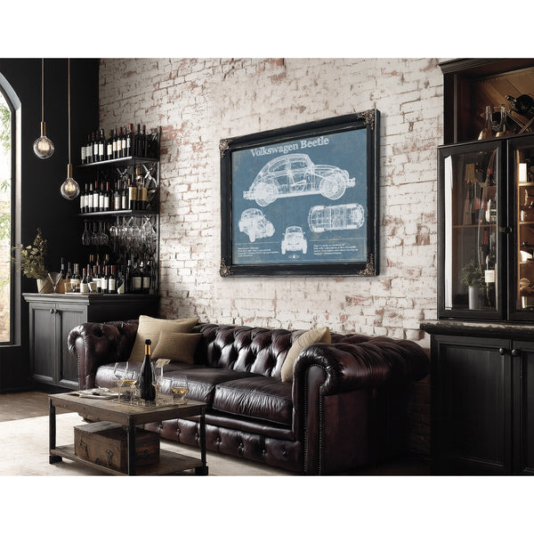 Volkswagen Beetle Blueprint Vintage Auto Print