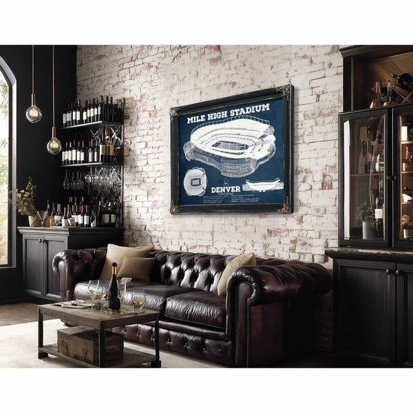 Vintage Denver Broncos Mile High Stadium Football Print