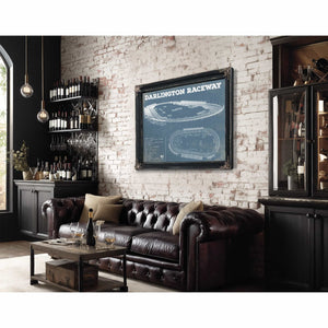 Darlington Raceway Charcoal Blueprint NASCAR Race Track Print