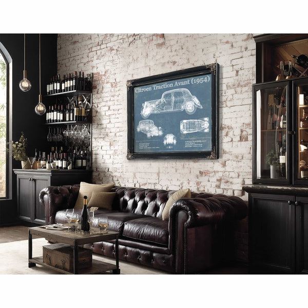 Citroen Traction Avant (1954) Vintage Blueprint Auto Print