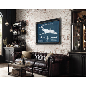 Hawker 400XP Vintage Blueprint Airplane Print