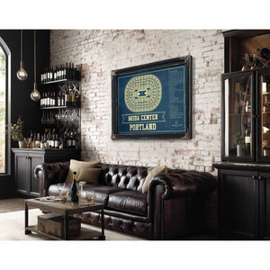 Portland Trail Blazers Moda Center Vintage Basketball Blueprint NBA Print
