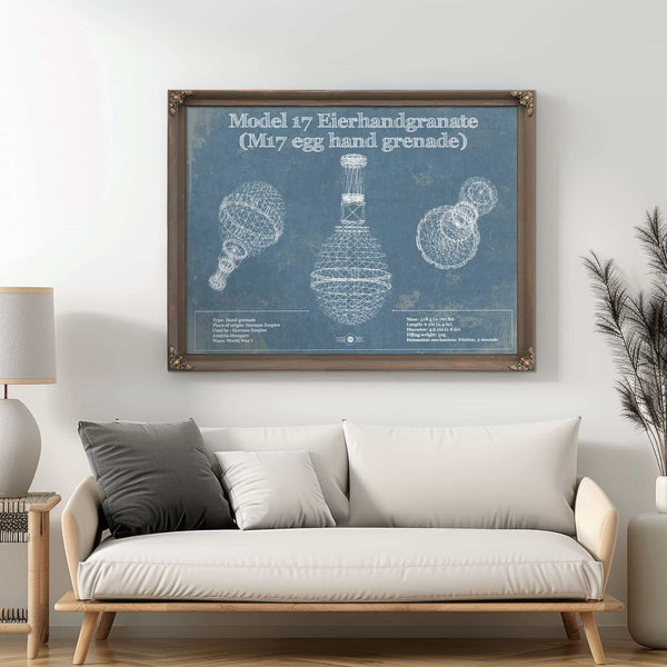M 17 Grenade Blueprint Vintage Gun Print