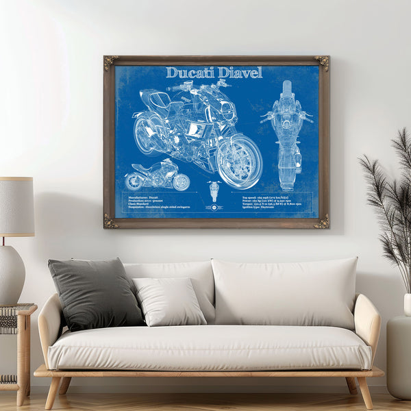 Ducati Diavel Blueprint Motorcycle Patent Print