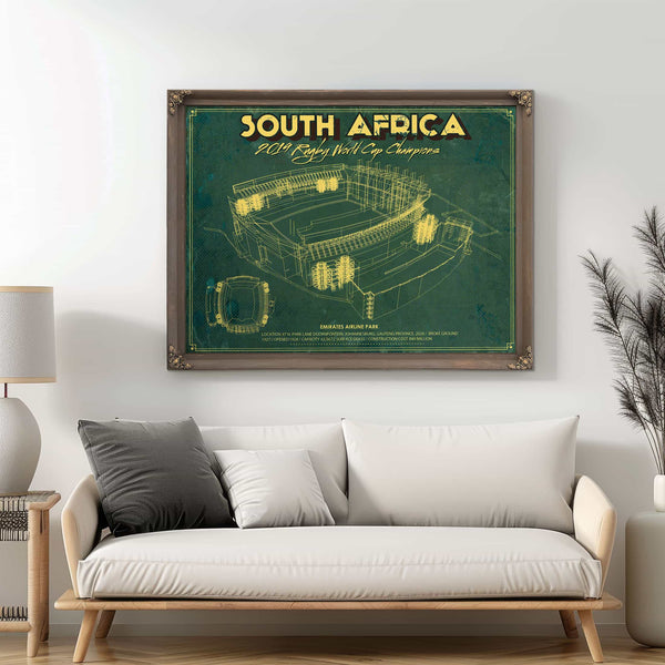 South Africa World Cup 2019 Champions - Vintage Ellis Park Stadium Print