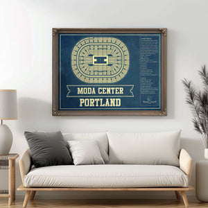 Portland Trail Blazers Moda Center Vintage Basketball Blueprint NBA Print