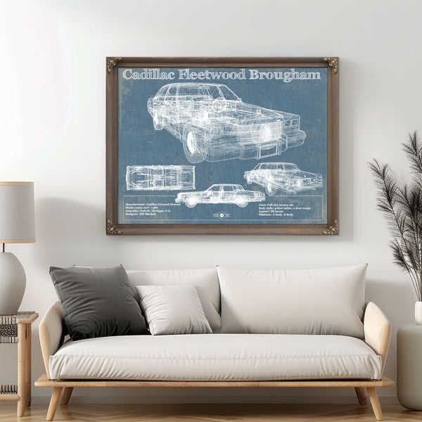 Cadillac Fleetwood Brougham Blueprint Vintage Auto Print