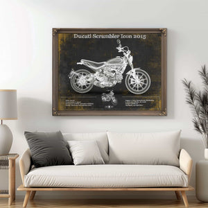 Ducati Scrambler Icon 2015 Vintage Blueprint Motorcycle Patent Print