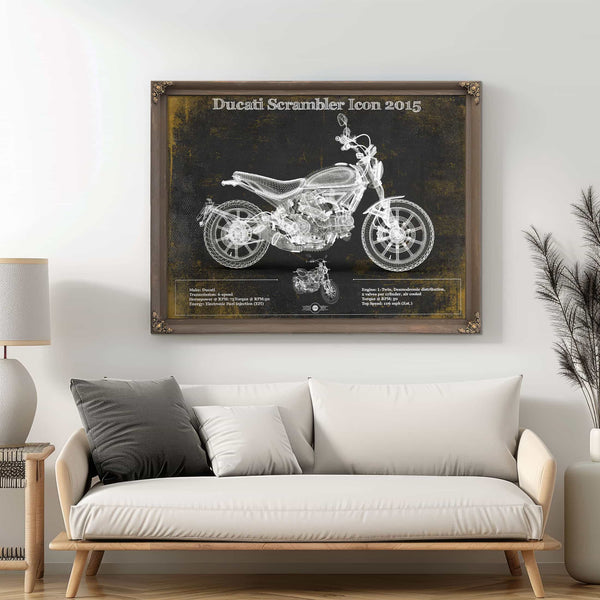 Ducati Scrambler Icon 2015 Vintage Blueprint Motorcycle Patent Print
