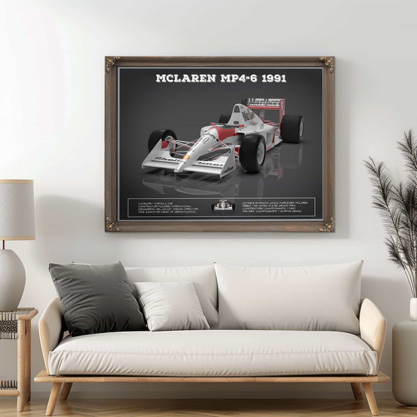 Vintage F1 McLaren MP46 1991 Formula One Race Car Print