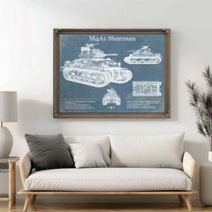 M4A1 Sherman Tank Vintage Blueprint Print