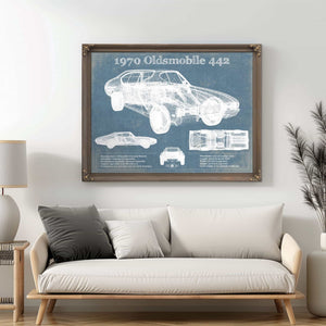 1970 Oldsmobile 442 Vintage Blueprint Auto Print