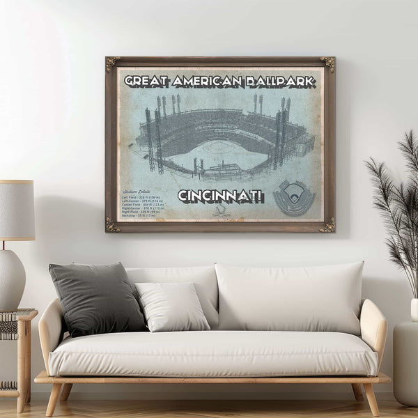 Cincinnati Reds Great American Ballpark Seating Chart - Vintage Baseball Fan Print
