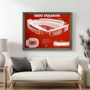 Ohio State Buckeyes Art - Ohio Stadium Vintage Stadium Blueprint Art Team Print