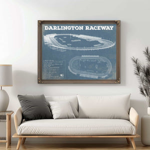 Darlington Raceway Charcoal Blueprint NASCAR Race Track Print