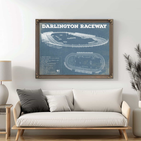 Darlington Raceway Charcoal Blueprint NASCAR Race Track Print
