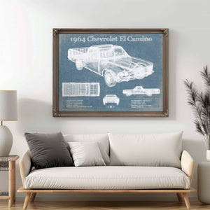 1964 Chevrolet El Camino Vintage Blueprint Auto Print