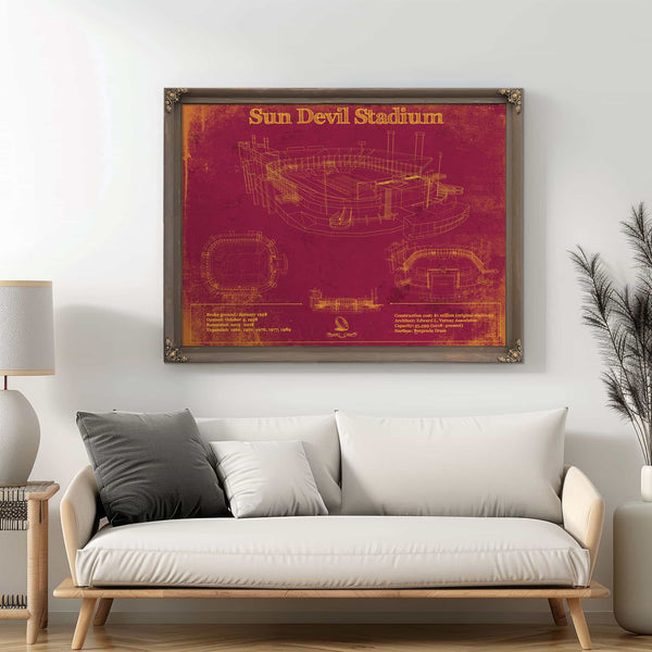 Sun Devil Stadium Wall Art - Vintage Arizona State Sun Devils Art
