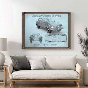 Jaguar Coupe E Type Car Original Blueprint Art