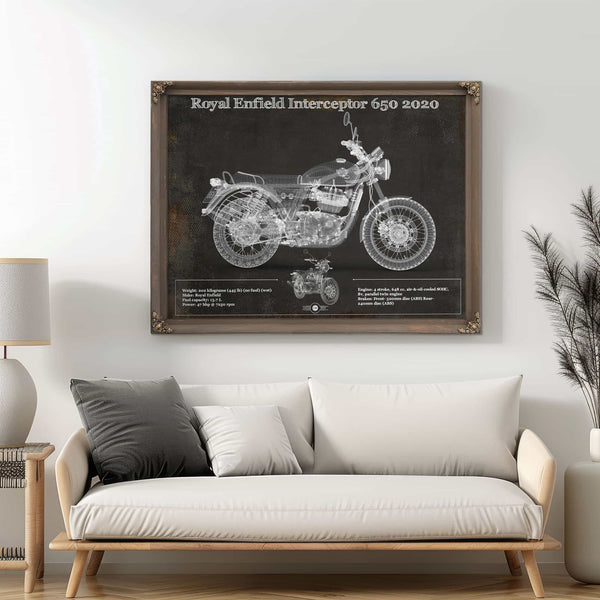 Royal Enfield Interceptor 650 2020 Blueprint Motorcycle Patent Print