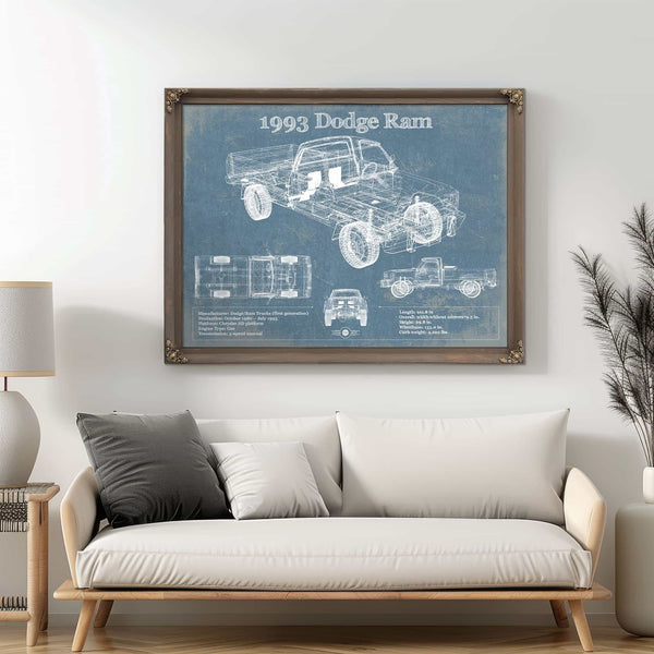 1993 Dodge RAM 150 Vintage Blueprint Auto Print