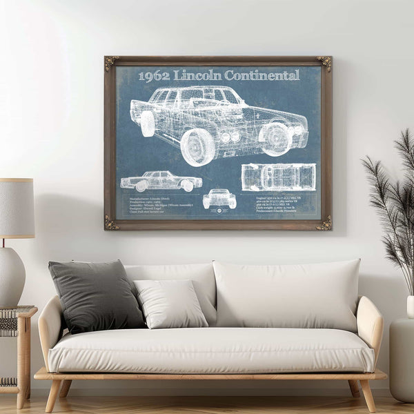1962 Lincoln Continental Sedan Vintage Blueprint Auto Print