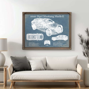 2021 Ford Mustang Mach-E SUV Blueprint Vintage Auto Print