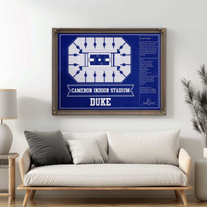 Duke Blue Devils - Cameron Indoor Stadium Seating Chart Team Color - College Basketball Blueprint Art