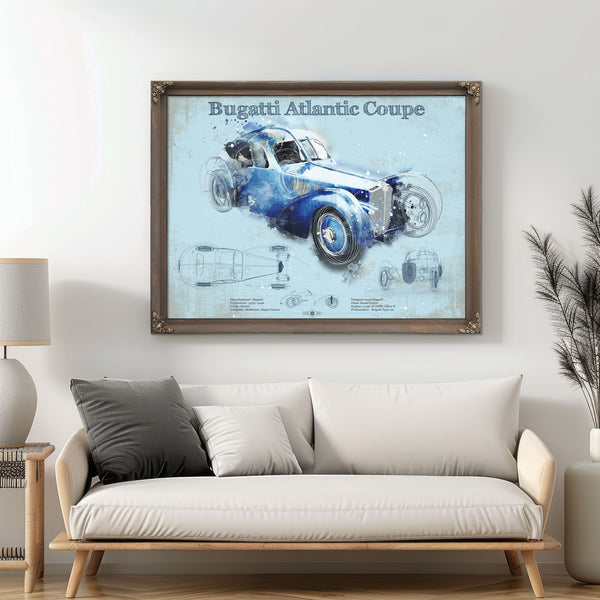 Bugatti Atlantic Coupe Vintage Sports Car Print