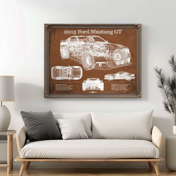 2015 Ford Mustang GT Eleanor Blueprint Vintage Auto Print