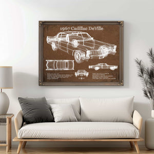 1967 Cadillac DeVille Blueprint Vintage Auto Print
