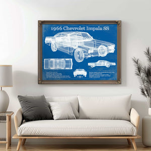1966 Chevrolet Impala SS Blueprint Vintage Auto Print