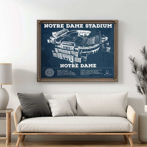 Notre Dame Stadium Vintage Art Blueprint