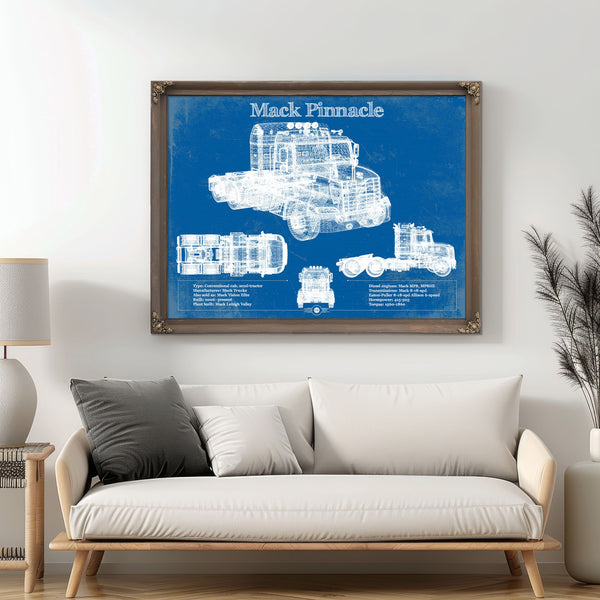 Mack Pinnacle Blueprint Vintage Truck Print
